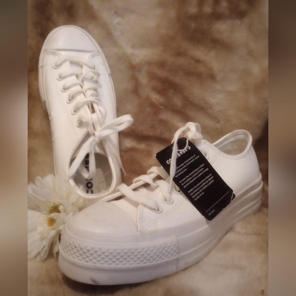 All white Converse NEW synthetic top 7.5